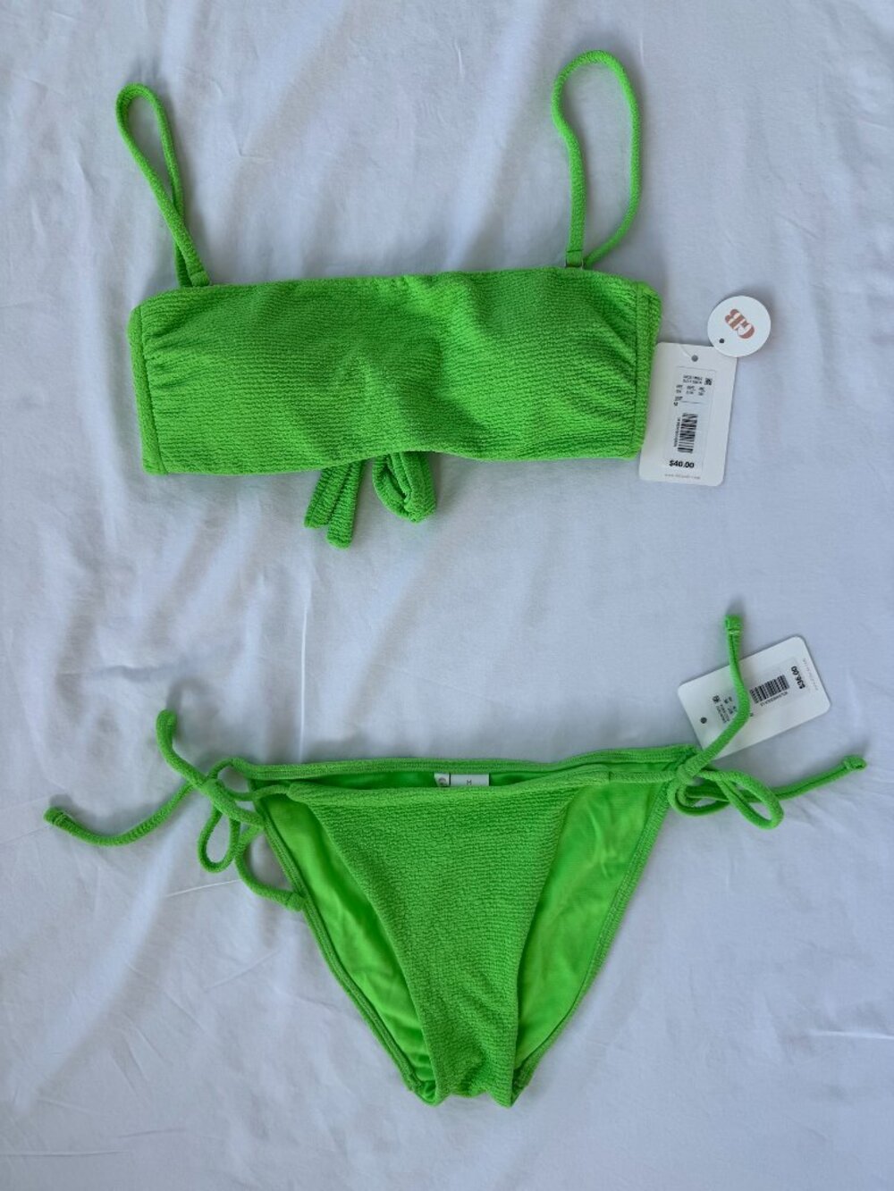 NWT GB Dillard’s Neon Green Textured Bikini Set M $76 Retail